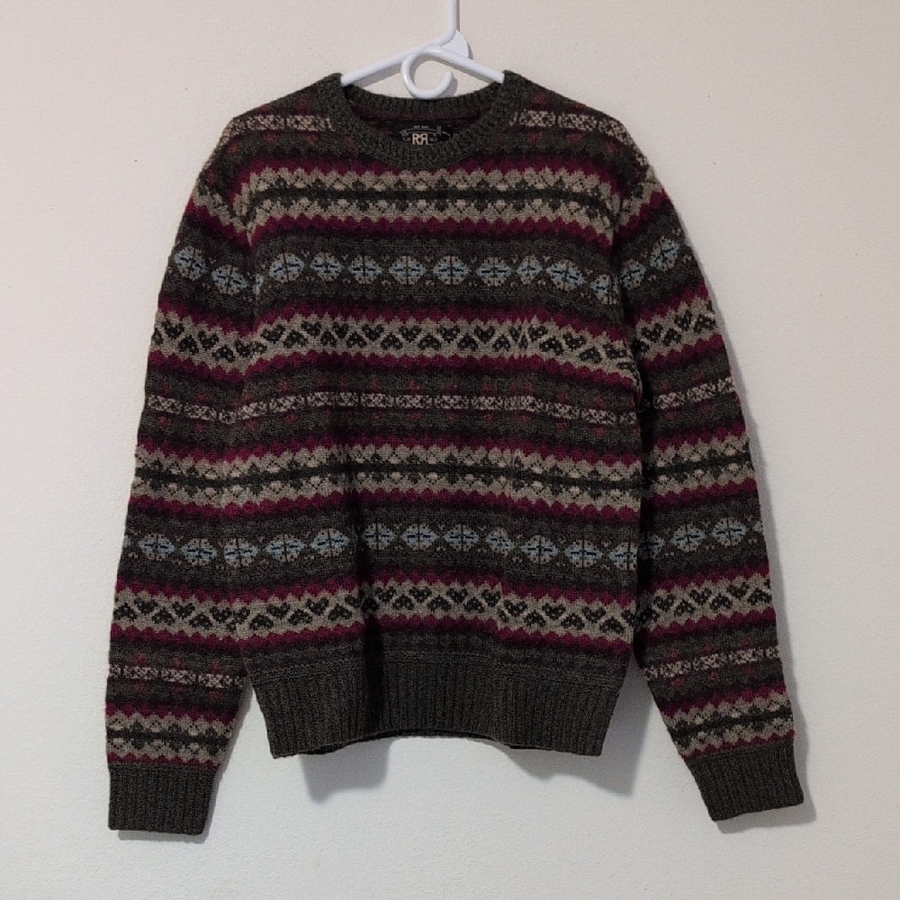 Ralph Lauren Double RL Multicolor Patterned Crewneck Sweater - Picture 1 of 11
